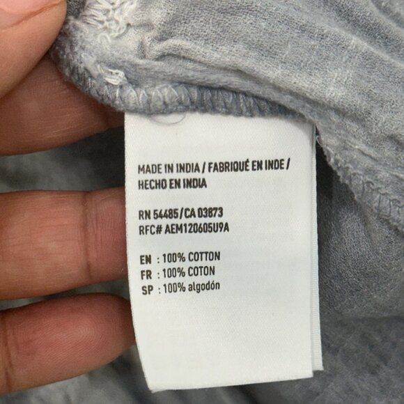 American Eagle Sleeveless Tiered V-Neck Tunic Top SZ S Dyed Gray Cotton Blend - Picture 7 of 9